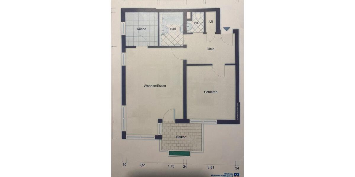 Etagenwohnung Köngen - 2.5 Zimmer, 63 m&sup2;, 950&euro; | Angebot:25261568
