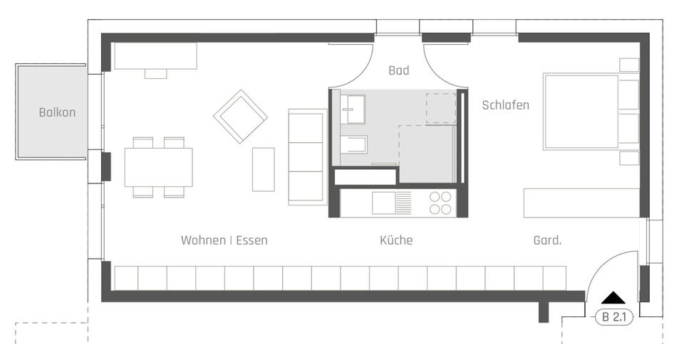 Etagenwohnung Weissach - 2.5 Zimmer, 56 m&sup2;, 1.016&euro; | Angebot:26492685