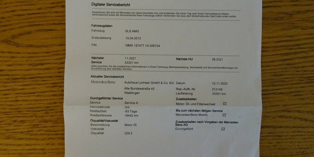 Mercedes-Benz SLS AMG Designo Carbon Bang&Olufsen Voll NP222tsd 36.000 km 159.000 &euro; Schorndorf 73614