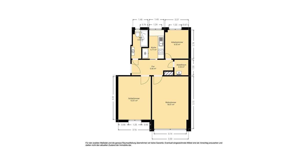 Etagenwohnung Stuttgart Ost - 3 Zimmer, 54 m&sup2;, 269.000&euro; | Angebot:25897508