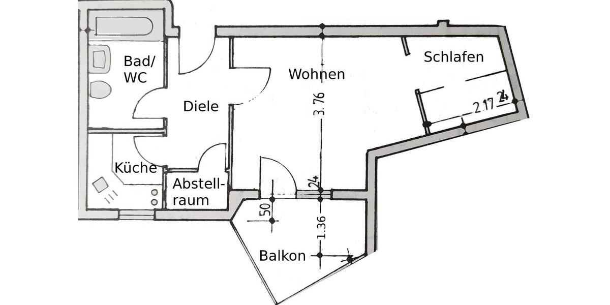 Etagenwohnung Göppingen Faurndau - 1.5 Zimmer, 39 m&sup2;, 180.000&euro; | Angebot:27299997