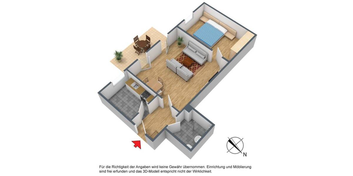 Terrassenwohnung Stuttgart Feuerbach - 2 Zimmer, 64 m&sup2;, 900&euro; | Angebot:25984310