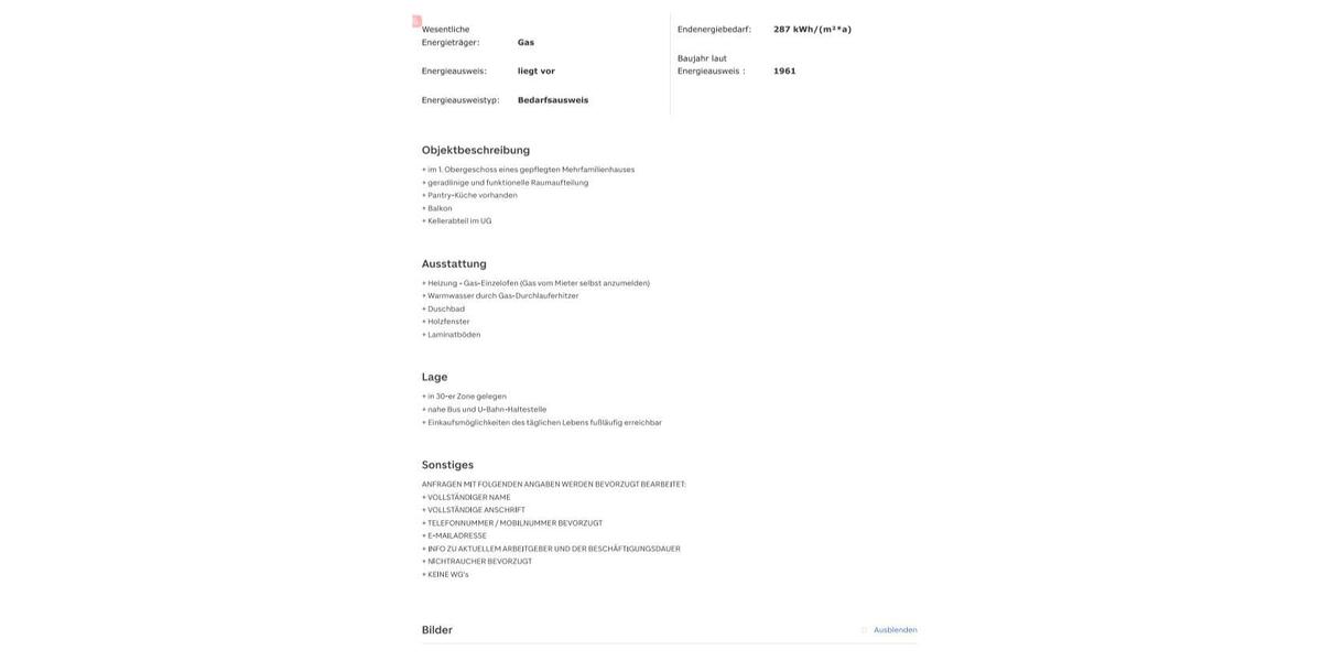 Etagenwohnung Stuttgart Bad Cannstatt - 2 Zimmer, 49 m&sup2;, 1.000&euro; | Angebot:25262532