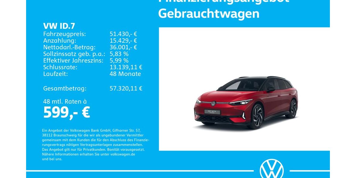 VW ID.7 12.372 km 51.430 &euro; Stuttgart-Wangen 70188