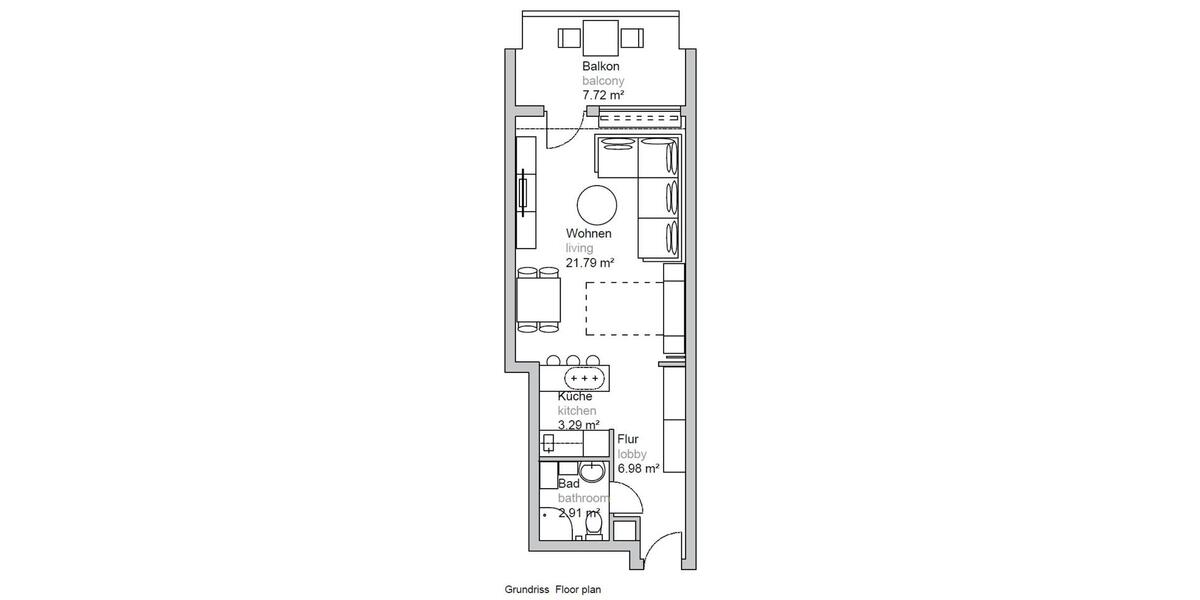 Etagenwohnung Stuttgart Bad Cannstatt - 1 Zimmer, 34 m&sup2;, 860&euro; | Angebot:25908017