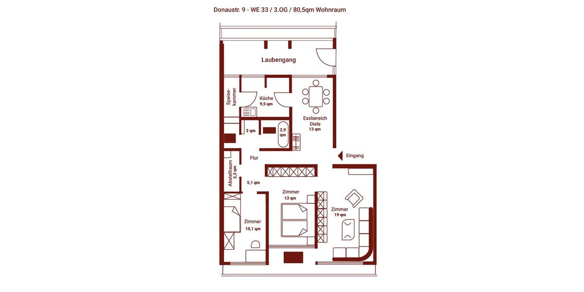 Etagenwohnung Ludwigsburg - 3.5 Zimmer, 81 m&sup2;, 289.000&euro; | Angebot:26047280