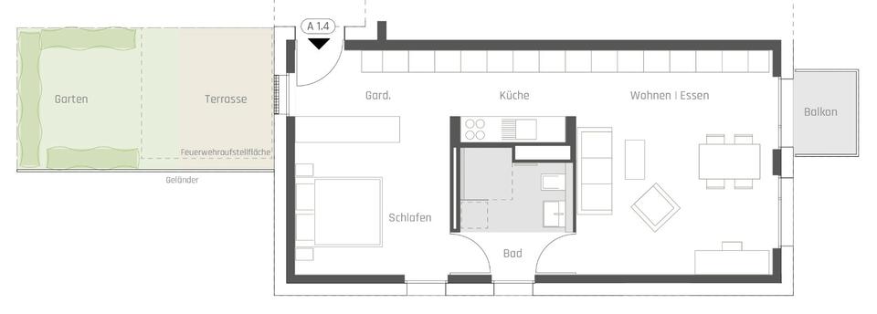 Terrassenwohnung Weissach - 2.5 Zimmer, 59 m&sup2;, 1.079&euro; | Angebot:26496266