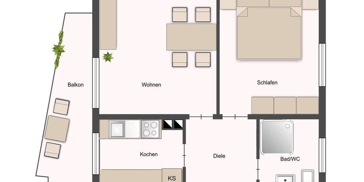 Etagenwohnung Waiblingen - 2 Zimmer, 39 m&sup2;, 145.000&euro; | Angebot:25697774