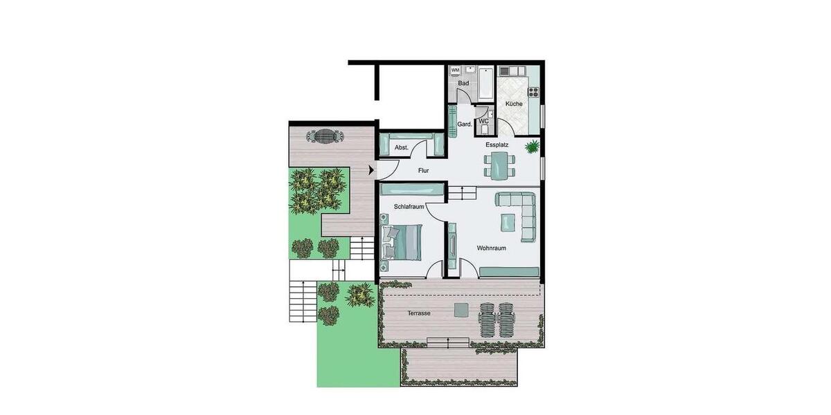 Terrassenwohnung Stuttgart Lehen - 2.5 Zimmer, 71 m&sup2;, 1.600&euro; | Angebot:26039042