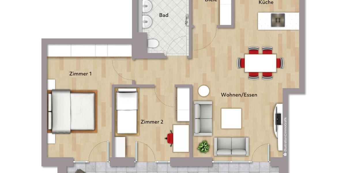 Etagenwohnung Leonberg - 3 Zimmer, 82 m&sup2;, 1.477&euro; | Angebot:23644745