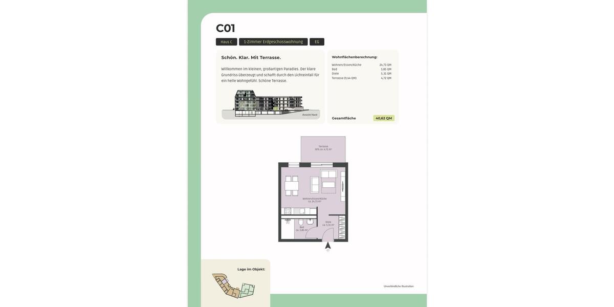 Erdgeschoßwohnung Schönaich - 1 Zimmer, 41 m&sup2;, 990&euro; | Angebot:24730145