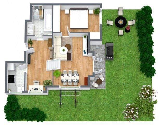 Terrassenwohnung Stuttgart Vaihingen - 2 Zimmer, 62 m&sup2;, 329.000&euro; | Angebot:25774597