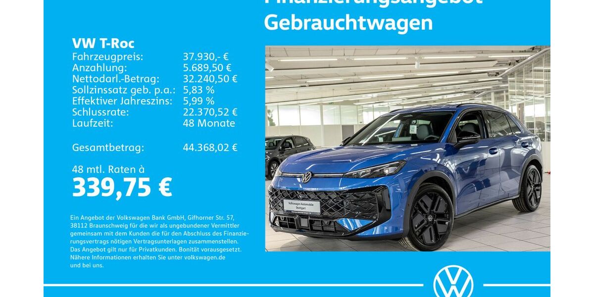 VW T-Roc 1.505 km 37.630 &euro; Stuttgart-Wangen 70188