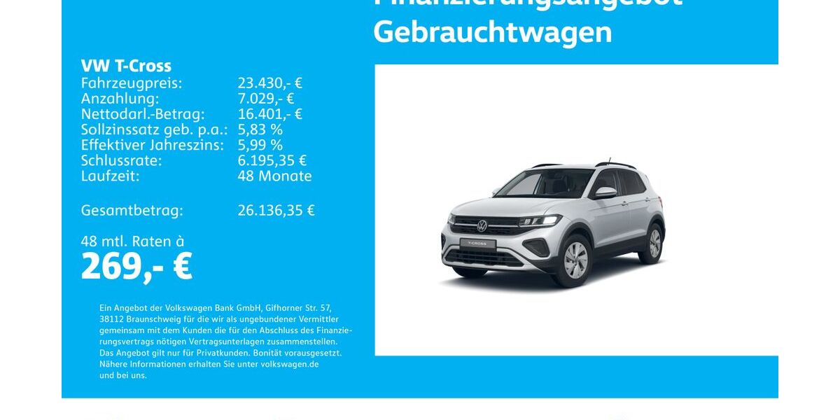 VW T-Cross 3.910 km 23.430 &euro; Stuttgart-Wangen 70188