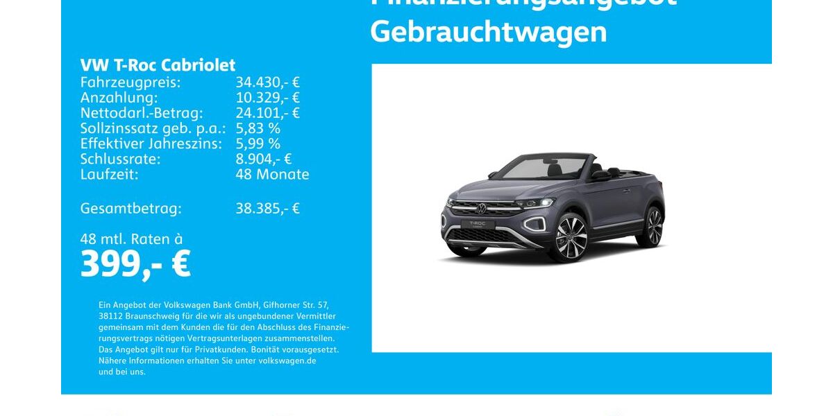 VW T-Roc 8.306 km 34.430 &euro; Stuttgart-Wangen 70188