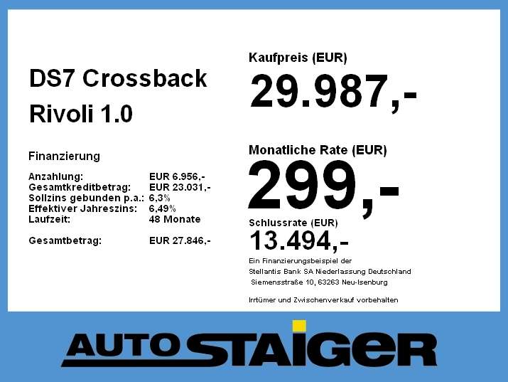 DS Automobiles DS 7 Crossback 107.052 km 29.987 &euro; Stuttgart 70376