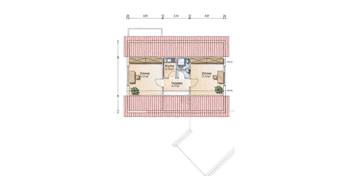 Dachgeschoßwohnung Wüstenrot - 2 Zimmer, 35 m&sup2;, 700&euro; | Angebot:25723189