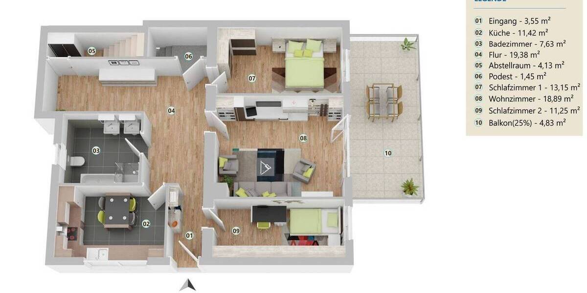 Etagenwohnung Auenwald / Lippoldsweiler Lippoldsweiler - 3 Zimmer, 95 m&sup2;, 270.000&euro; | Angebot:25771746