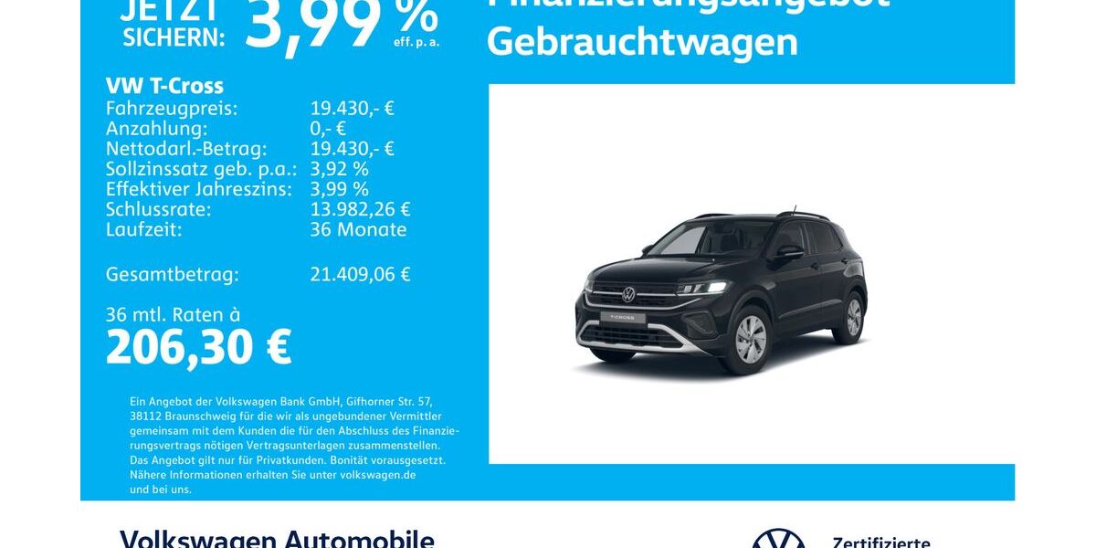 VW T-Cross 11.619 km 19.230 &euro; Stuttgart-Feuerbach 70469