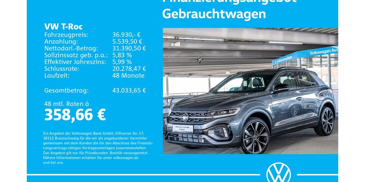 VW T-Roc 1.501 km 36.430 &euro; Stuttgart-Wangen 70188