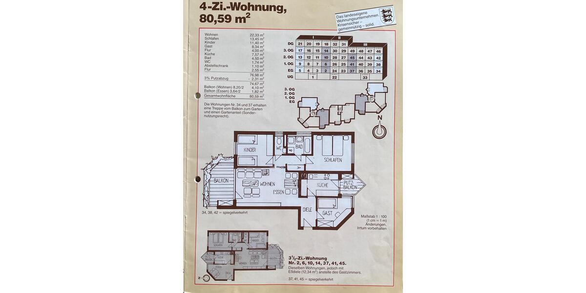 Etagenwohnung Waiblingen Bittenfeld - 4 Zimmer, 81 m&sup2;, 365.000&euro; | Angebot:27261699