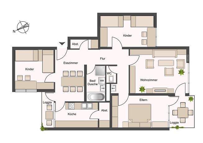 Etagenwohnung Weinstadt Endersbach - 4 Zimmer, 104 m&sup2;, 297.000&euro; | Angebot:25697771