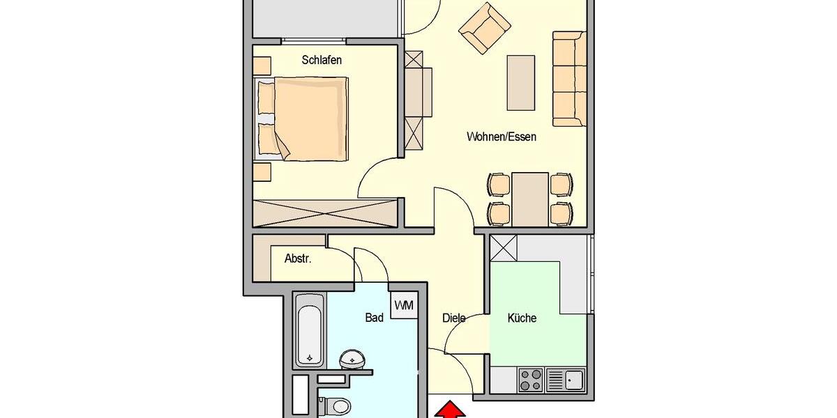 Etagenwohnung Stuttgart Mühlhausen - 2 Zimmer, 57 m&sup2;, 714&euro; | Angebot:25958911