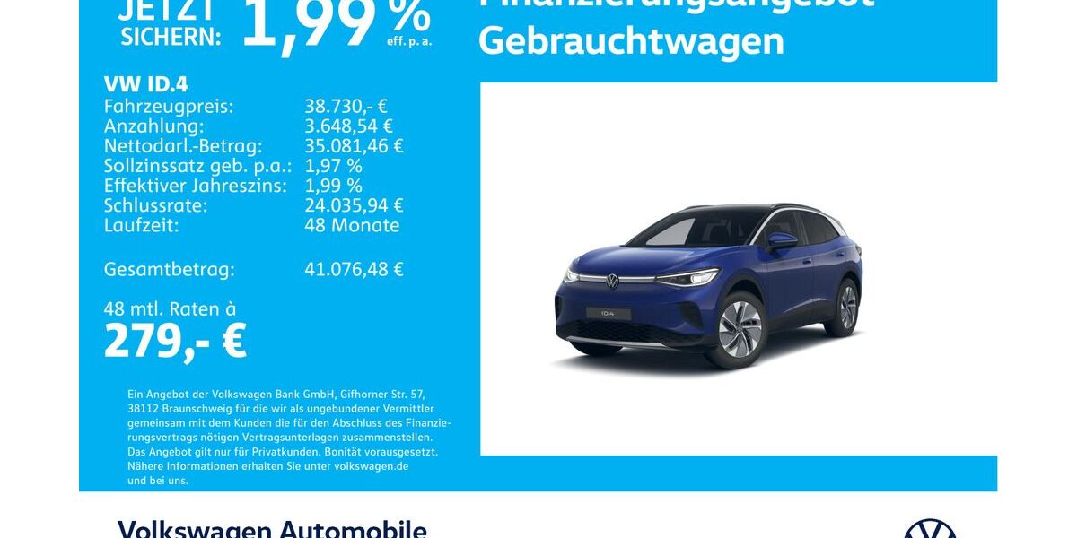 VW ID.4 2.157 km 38.730 &euro; Stuttgart-Wangen 70188
