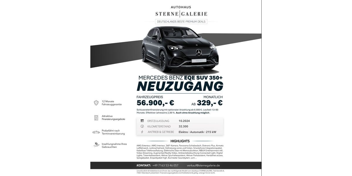 Mercedes-Benz EQE SUV 32.300 km 56.900 &euro; Ebersbach an der Fils 73061