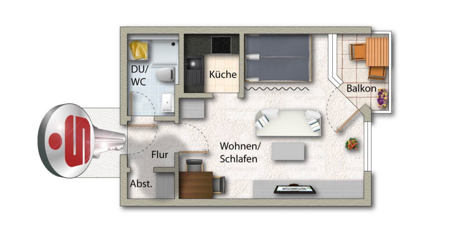 Etagenwohnung Adelberg - 1.5 Zimmer, 30 m&sup2;, 420&euro; | Angebot:25973908