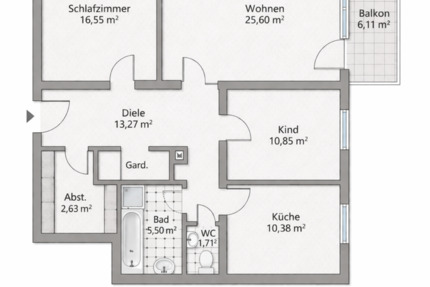 Wohnung Backnang - 3 Zimmer, 91 m&sup2;, 1.300&euro; | Angebot:25886759