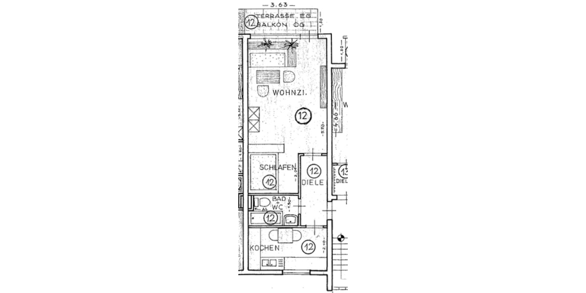 Etagenwohnung Aichtal - 1.5 Zimmer, 46 m&sup2;, 179.000&euro; | Angebot:25476298