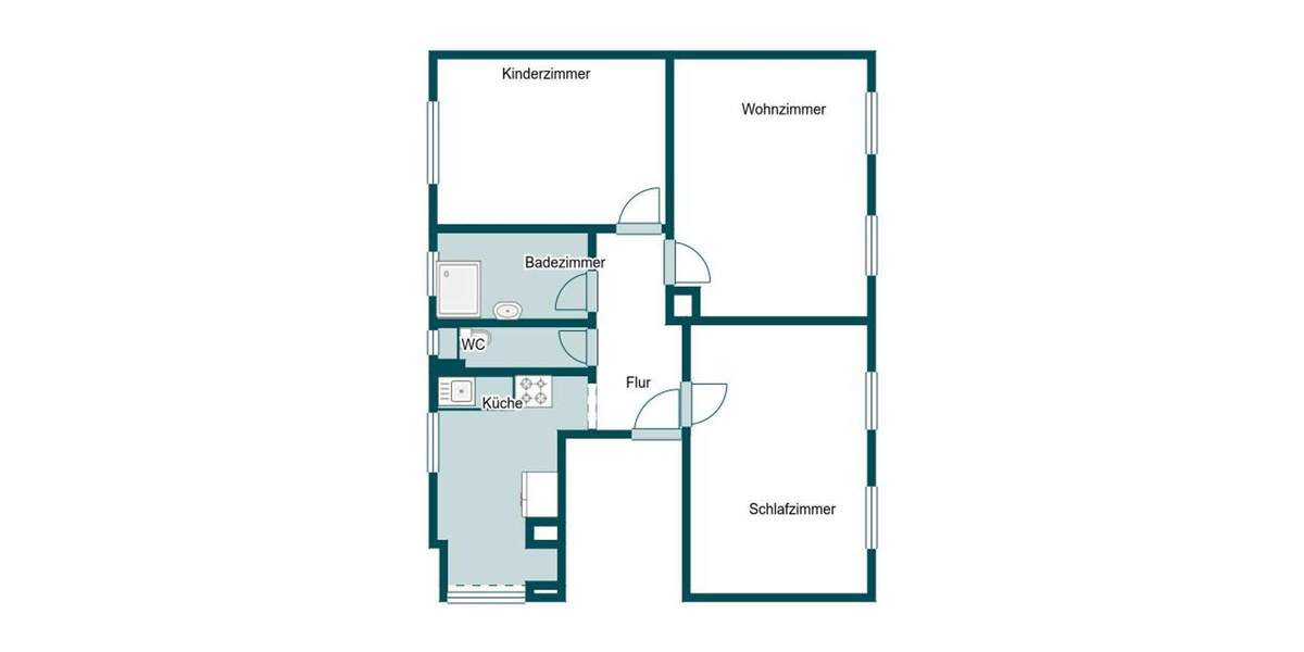 Etagenwohnung Stuttgart Feuerbach - 3 Zimmer, 79 m&sup2;, 299.000&euro; | Angebot:25802114