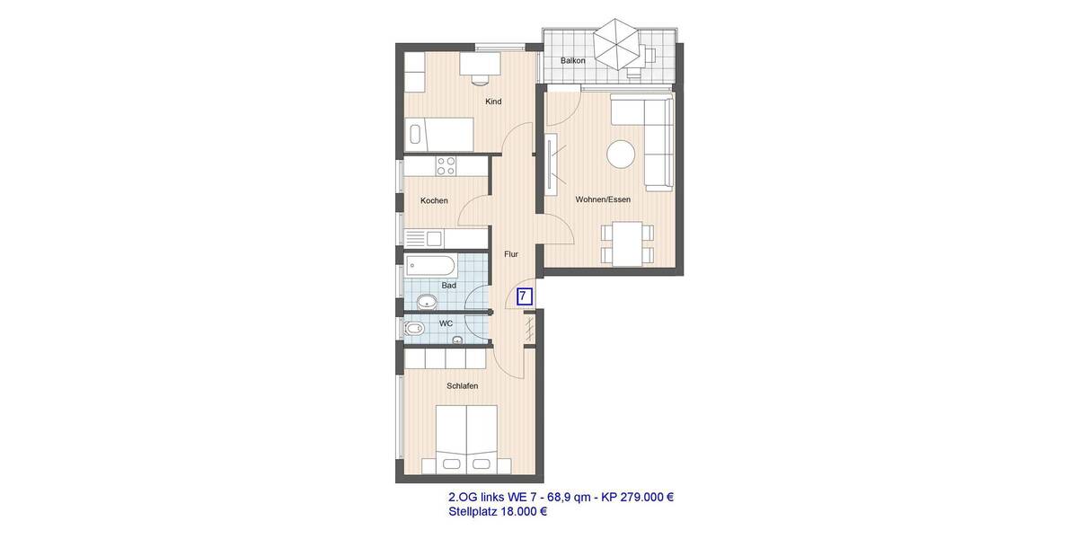 Etagenwohnung Ostfildern Scharnhausen - 3 Zimmer, 68 m&sup2;, 233.000&euro; | Angebot:25701201