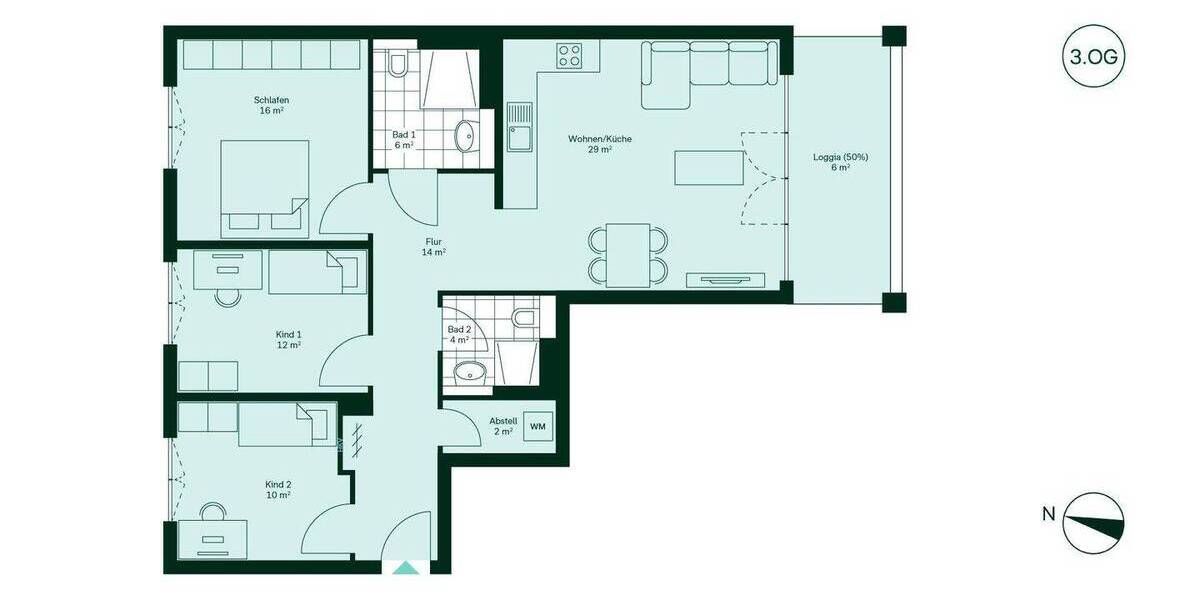 Etagenwohnung Ludwigsburg Ost - 4 Zimmer, 98 m&sup2;, 657.900&euro; | Angebot:25937408