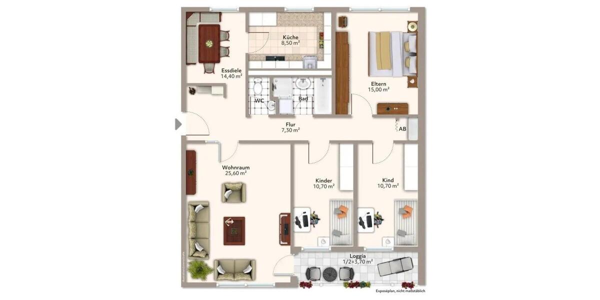Etagenwohnung Stuttgart Botnang - 4.5 Zimmer, 102 m&sup2;, 1.500&euro; | Angebot:25312608