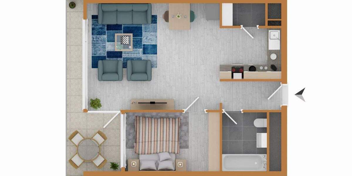 Etagenwohnung Stuttgart Asemwald - 1 Zimmer, 47 m&sup2;, 149.000&euro; | Angebot:25685466