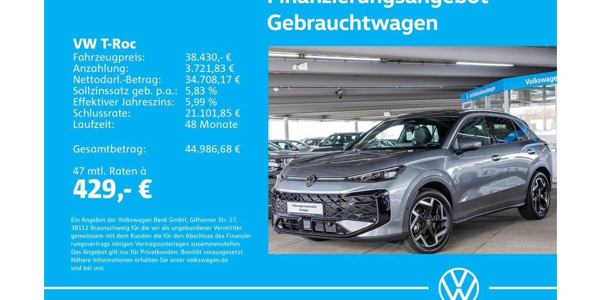 VW T-Roc 1.505 km 38.430 &euro; Stuttgart-Wangen 70188