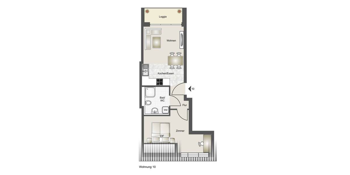 Etagenwohnung Stuttgart Bad Cannstatt - 2 Zimmer, 39 m&sup2;, 336.000&euro; | Angebot:25704043