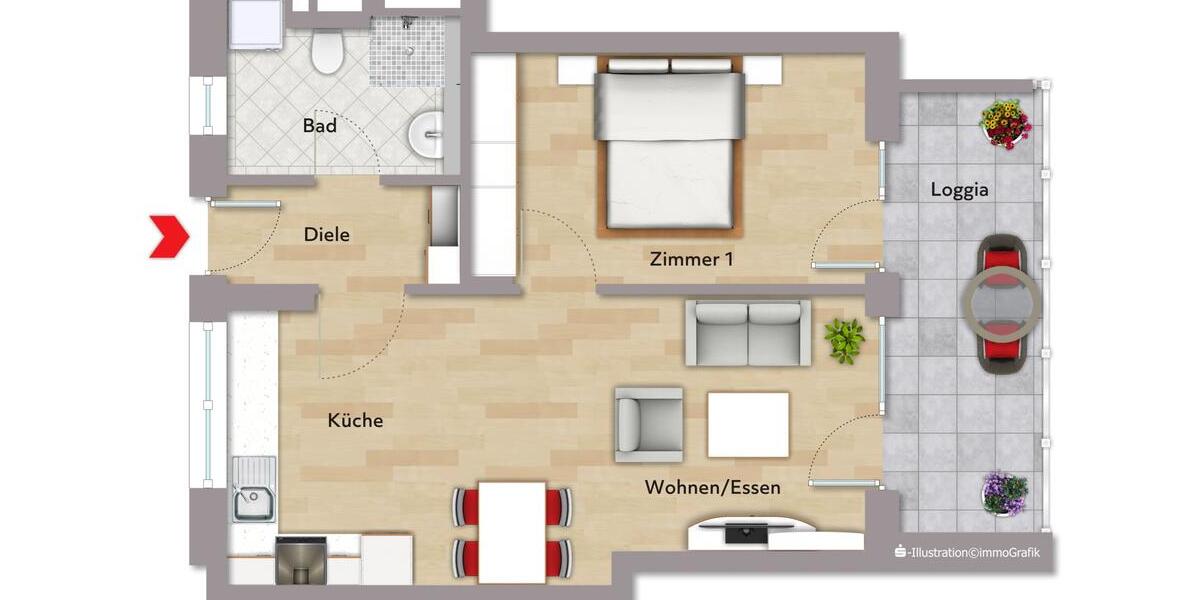 Etagenwohnung Leonberg - 2 Zimmer, 55 m&sup2;, 1.094&euro; | Angebot:23643270