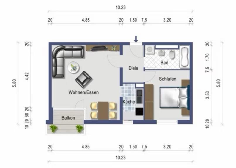 Etagenwohnung Stuttgart Stuttgart-Nord - 2 Zimmer, 55 m&sup2;, 1.430&euro; | Angebot:27597288