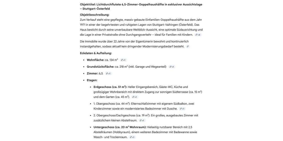 Doppelhaushälfte Stuttgart Vaihingen - 6.5 Zimmer, 134 m&sup2;, 795.000&euro; | Angebot:26087155