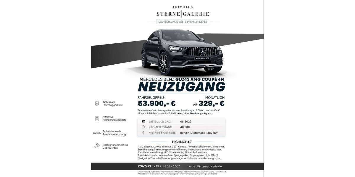 Mercedes-Benz GLC 43 AMG 40.200 km 53.900 &euro; Ebersbach an der Fils 73061