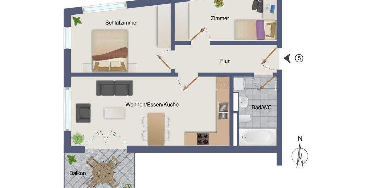 Etagenwohnung Asperg - 3 Zimmer, 63 m&sup2;, 417.900&euro; | Angebot:25738269