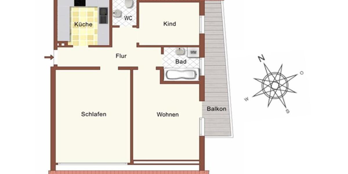 Etagenwohnung Böblingen - 3 Zimmer, 65 m&sup2;, 259.500&euro; | Angebot:25436271