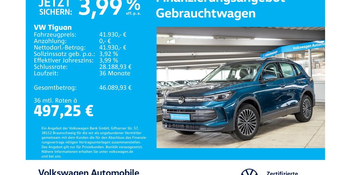 VW Tiguan 9.197 km 40.930 &euro; Stuttgart-Wangen 70188