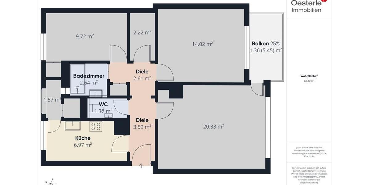 Etagenwohnung Stuttgart Vaihingen - 3 Zimmer, 75 m&sup2;, 1.160&euro; | Angebot:25414799