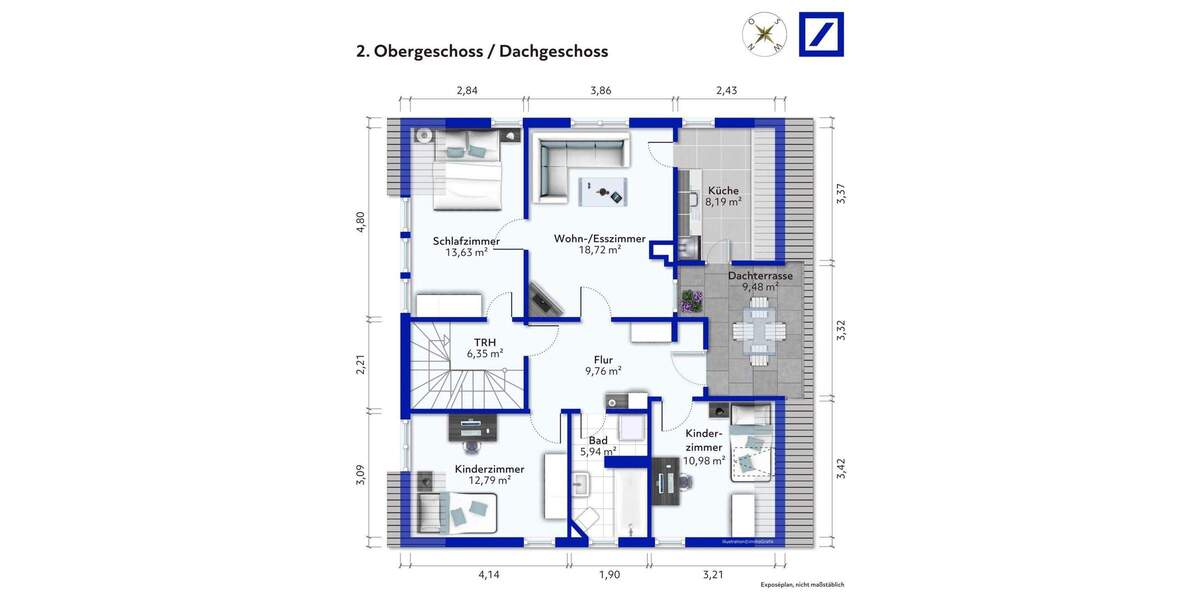 Etagenwohnung Esslingen Krummenacker - 4 Zimmer, 75 m&sup2;, 270.000&euro; | Angebot:25706125
