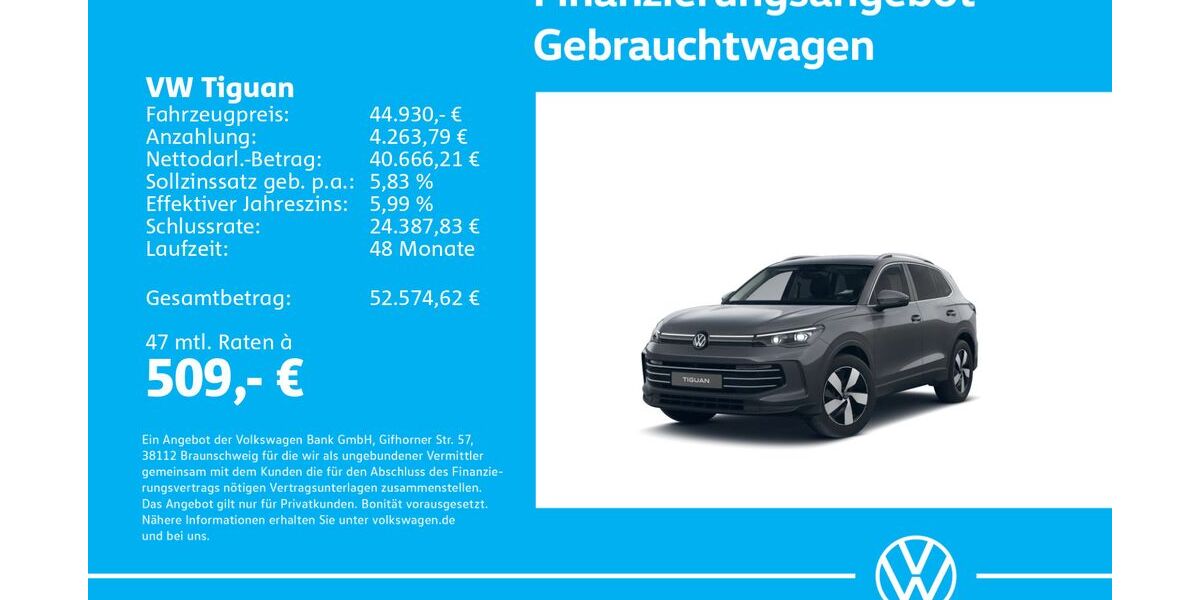 VW Tiguan 1.505 km 44.430 &euro; Stuttgart-Feuerbach 70469