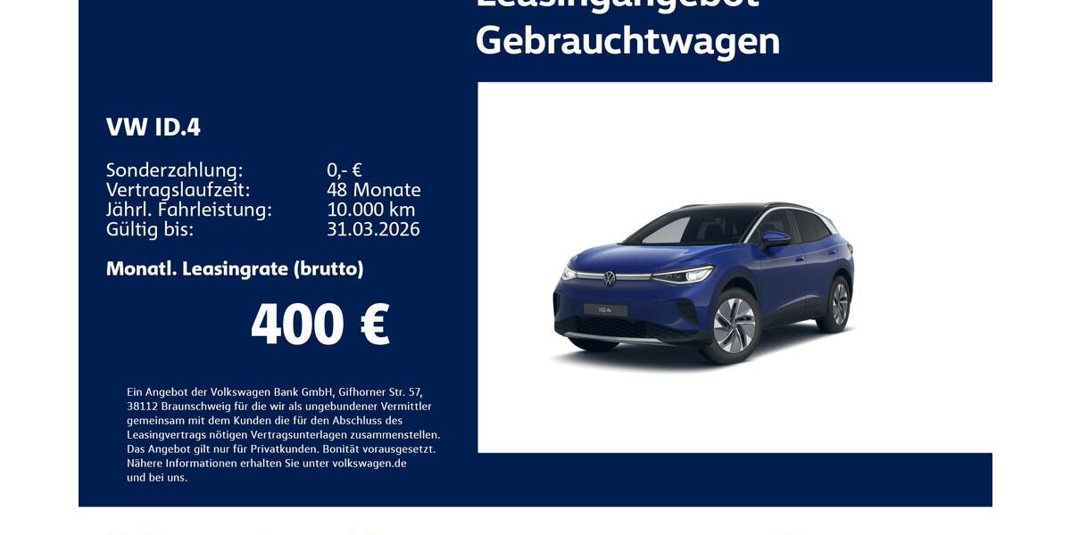 VW ID.4 2.157 km 38.730 &euro; Stuttgart-Wangen 70188